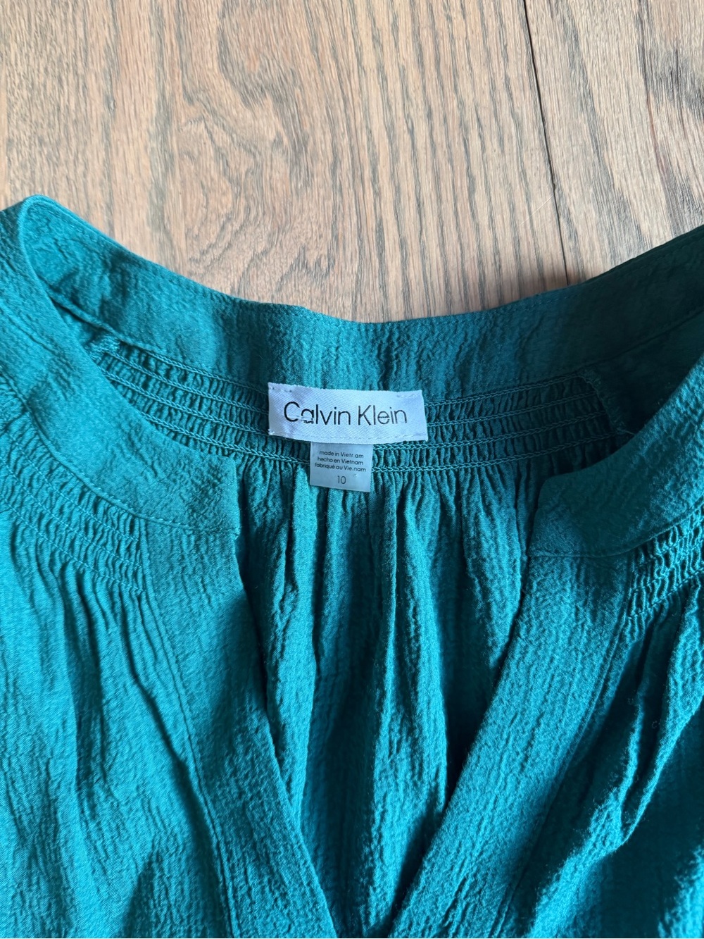 Calvin Klein Teal Tiered Flutter-Sleeve Dress - Picture 2 of 3